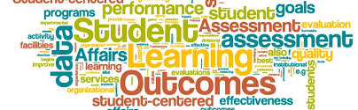 The words (data, Affairs, Learning, assessment, Outcomes, Student-centered, effectivness, goals, programs, activity, services, facilities, evaluations, instructional in different coloring